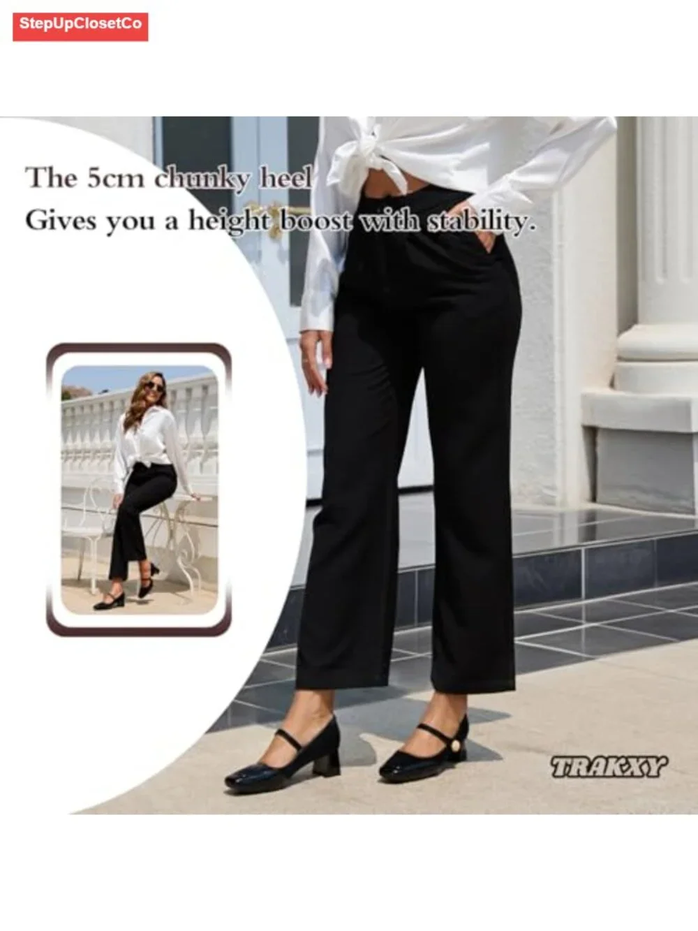 Women's Square Toe Mary Jane Chunky Block Heels Pumps Dress Shoes